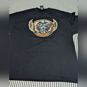 Harley-Davidson Black Tee with Winged Skull Design